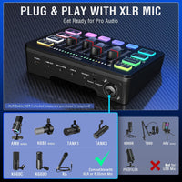 FIFINE AmpliGame SC3 – RGB Gaming Audio Mixer with XLR Microphone Interface