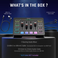 FIFINE AmpliGame SC3 – RGB Gaming Audio Mixer with XLR Microphone Interface