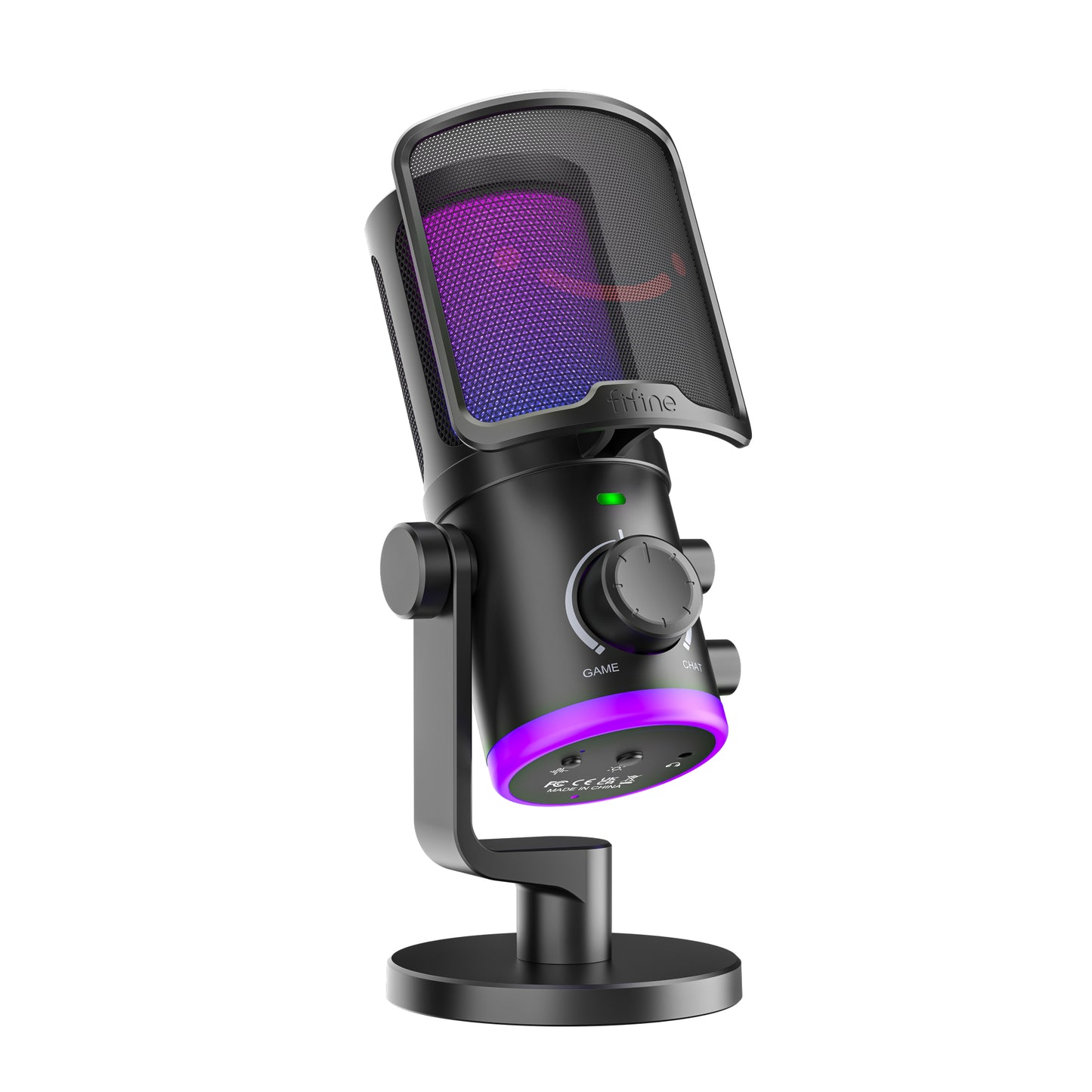 FIFINE AMPLIGAME AM6 Gaming Microphone - USB RGB Mic with Game/Chat Balance, Noise Cancellation, and Mute Button